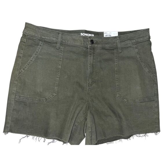 SONOMA Denim Shorts Olive Green cut offs raw hem Size 18 - New NWT - Picture 1 of 4